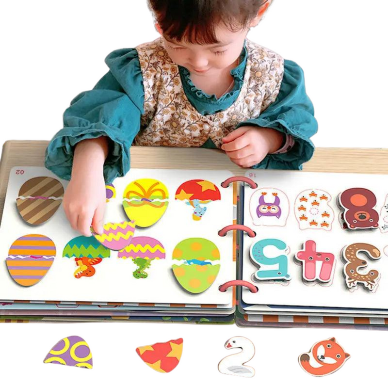 Libro de aprendizaje y correspondencia con pegatinas para combinar