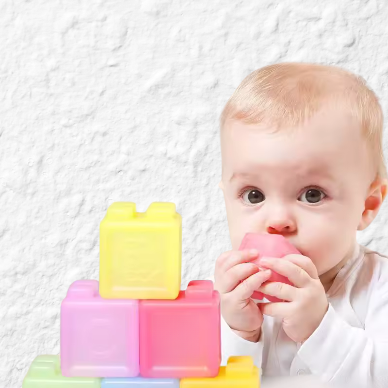 Silicone Blocks Building Soft Plastic Blocks for Kids Can Bite