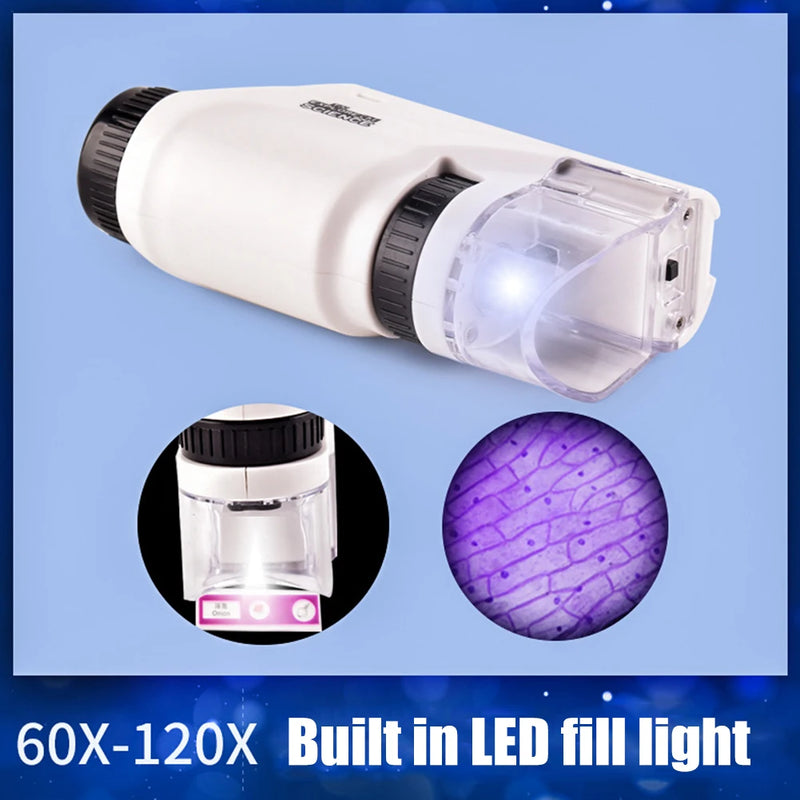 Mini microscopio de bolsillo con luz LED