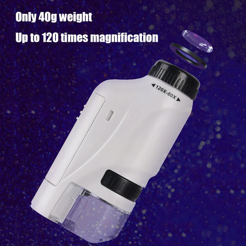 Mini microscopio de bolsillo con luz LED