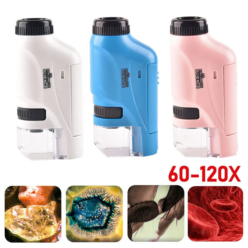 Mini microscopio de bolsillo con luz LED